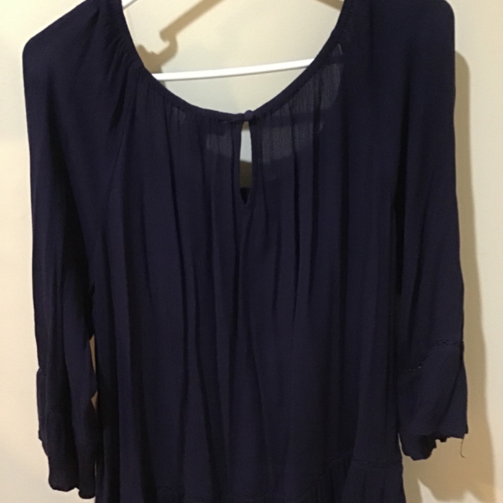 Navy tunic with floral embroidery - Picture 3 of 4